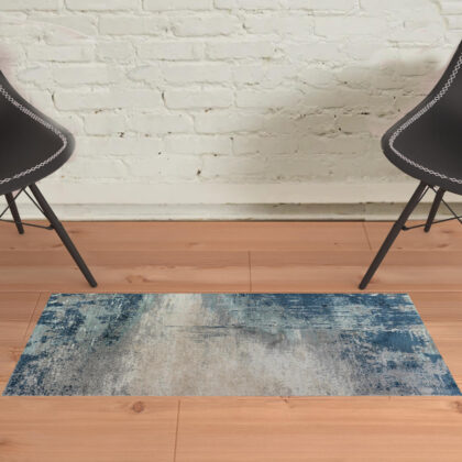 2' x 3' Blue and Gray Abstract Power Loom Area Rug