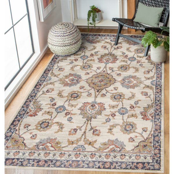 2' x 3' Ivory Floral Power Loom Area Rug