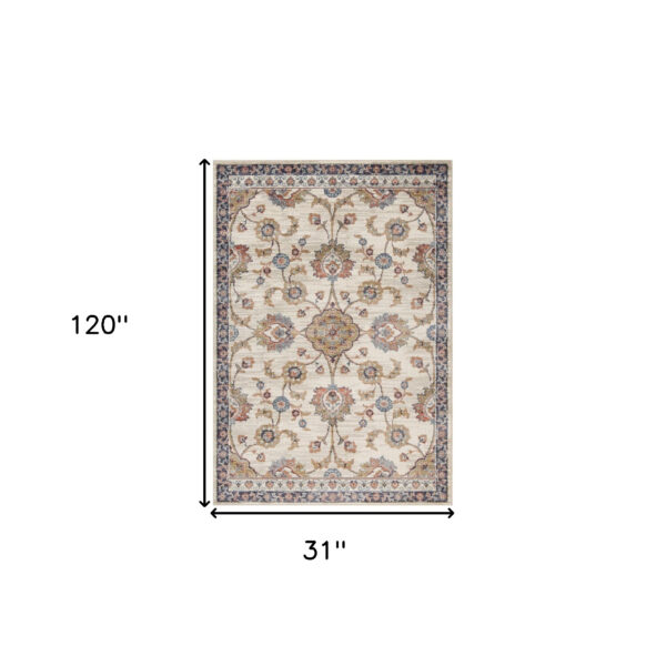 10' Ivory Floral Power Loom Runner Rug