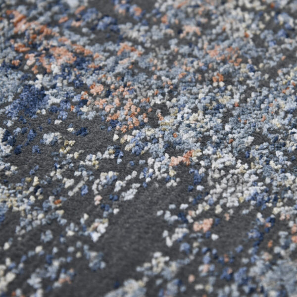 8' Gray and Orange Abstract Power Loom Runner Rug