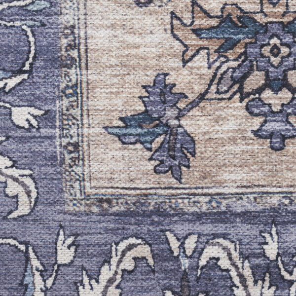 5' x 7' Blue and Green Oriental Power Loom Distressed Washable Non Skid Area Rug