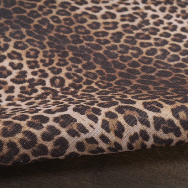 5' x 7' Brown and Ivory Leopard Print Power Loom Washable Non Skid Area Rug