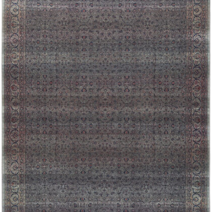5' x 7' Blue and Brown Oriental Power Loom Distressed Washable Non Skid Area Rug