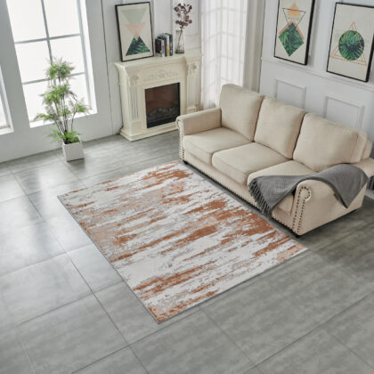 6' x 9' Gray and Brown Abstract Printed Washable Non Skid Area Rug