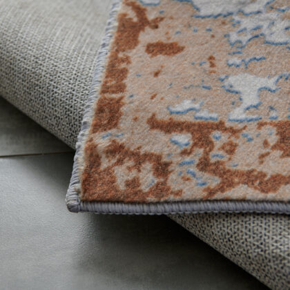6' x 9' Gray and Brown Abstract Printed Washable Non Skid Area Rug