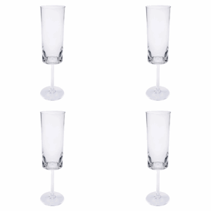 Set of Four Clear Acrylic Stemmed Flutes