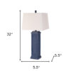 Set of Two 32" Blue Table Lamp With White Shade