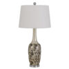 Set Of Two 30" Silver Metal Two Light Bedside Table Lamps With White Globe Shade