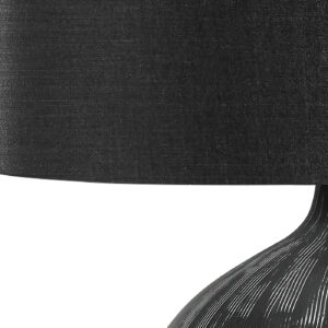 23" Black Ceramic Round Table Lamp With Black Drum Shade