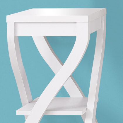 32" White Wood Square End Table With Two Shelves