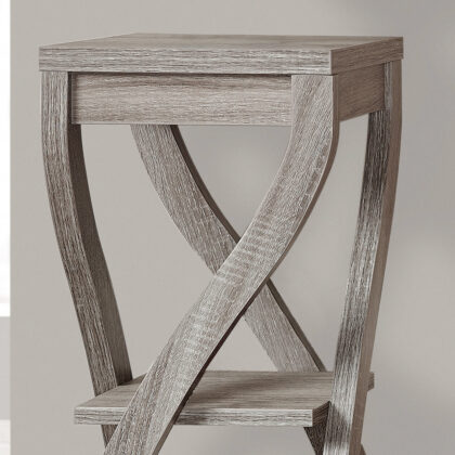 32" Deep Taupe End Table With Two Shelves