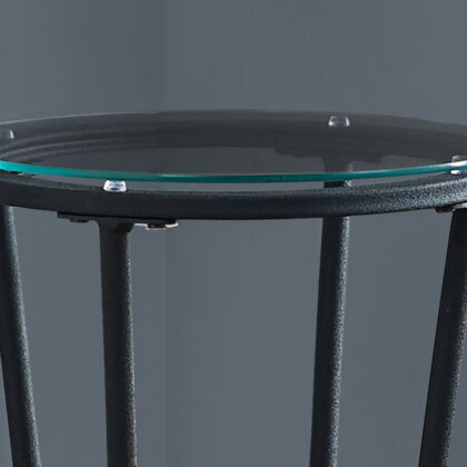 29" Black And Clear Glass Round End Table