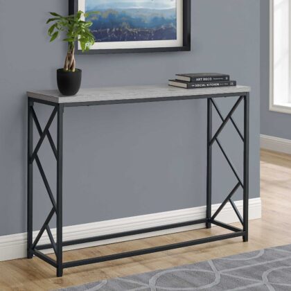 44" Gray and Black Frame Console Table