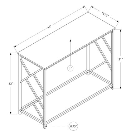 44" Gray and Black Frame Console Table