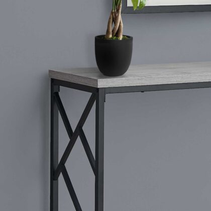 44" Gray and Black Frame Console Table