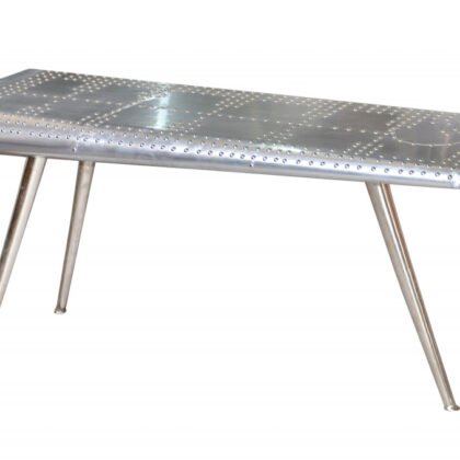56" Silver Aluminum Three Leg Console Table