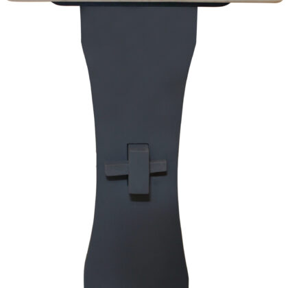 70" Ivory and Black Genuine Marble Trestle Console Table