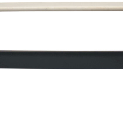 70" Ivory and Black Genuine Marble Trestle Console Table