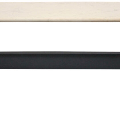 70" Ivory and Black Genuine Marble Trestle Console Table