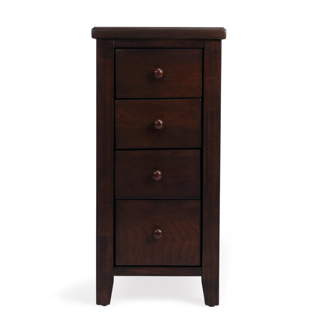 24" Dark Brown Manufactured Wood Rectangular End Table With Four Drawers And Shelf