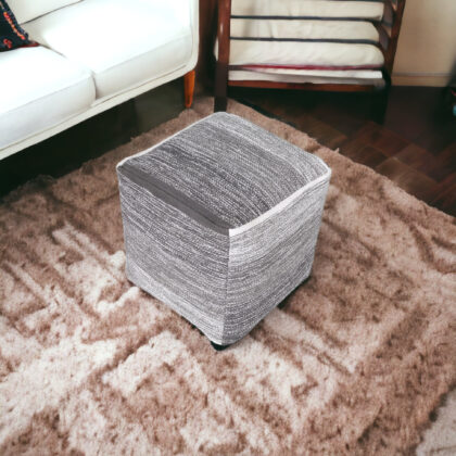 16" Gray 100% Cotton Ottoman