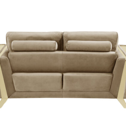 Two Piece Indoor Beige Velvet Five Person Seating Set