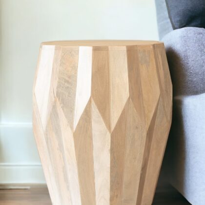 23" White Solid Wood Round End Table