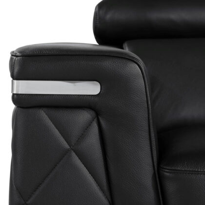 89" Black And Silver Italian Leather Sofa