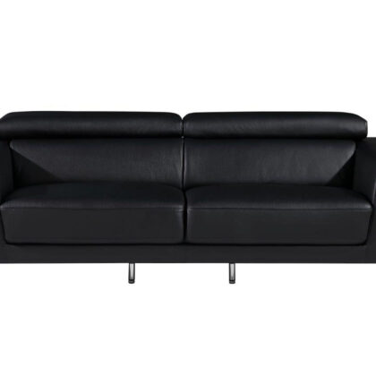 89" Black And Silver Italian Leather Sofa