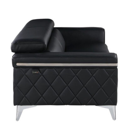 89" Black And Silver Italian Leather Sofa