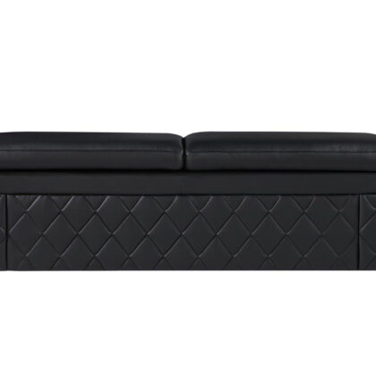 89" Black And Silver Italian Leather Sofa
