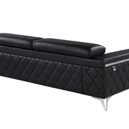 89" Black And Silver Italian Leather Sofa
