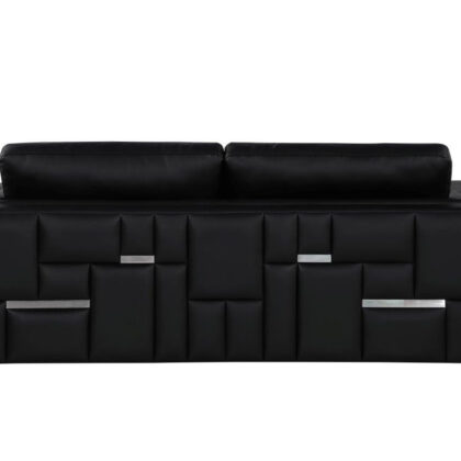 Black Top Grain Leather Five Person Seating Set