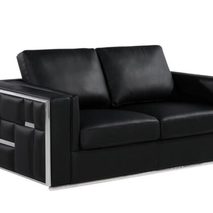 Black Top Grain Leather Five Person Seating Set