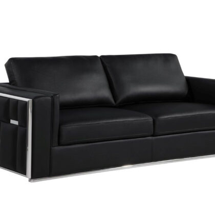 Black Top Grain Leather Five Person Seating Set