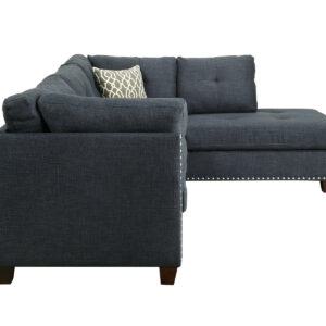 Blue Linen L Shaped Two Piece Sofa and Chaise