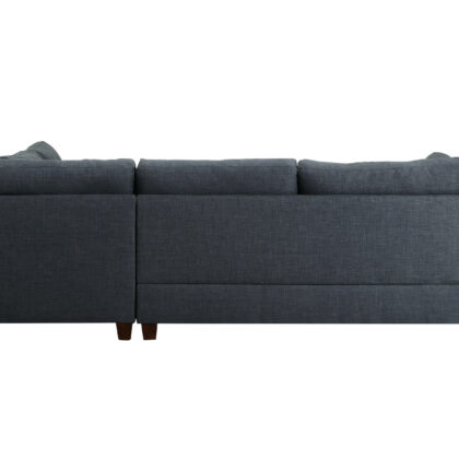 Blue Linen L Shaped Two Piece Sofa and Chaise