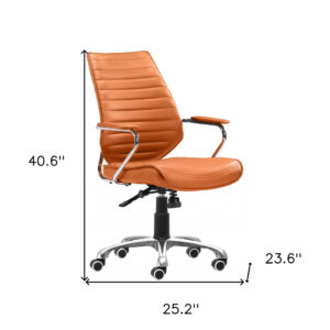 Orange and Silver Adjustable Swivel Metal Rolling Executive Office Chair