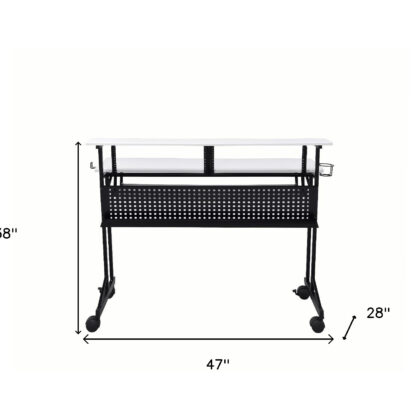 47" White and Black Computer Desk