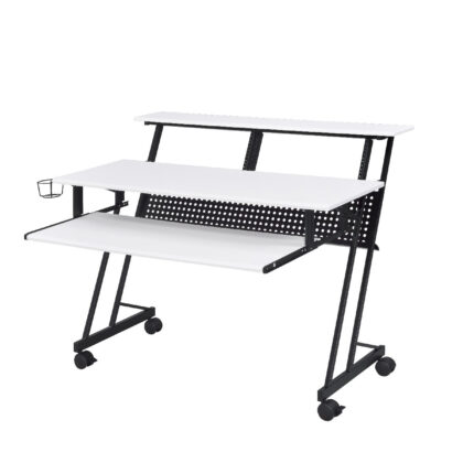 47" White and Black Computer Desk