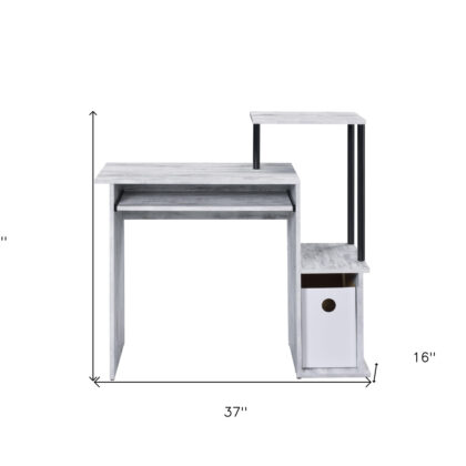 37" Antiqued White Computer Desk