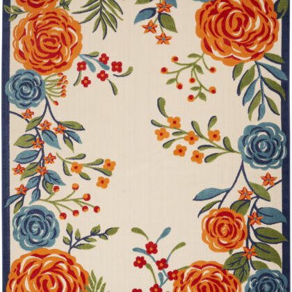 9' X 12' Multicolor Floral Stain Resistant Non Skid Area Rug