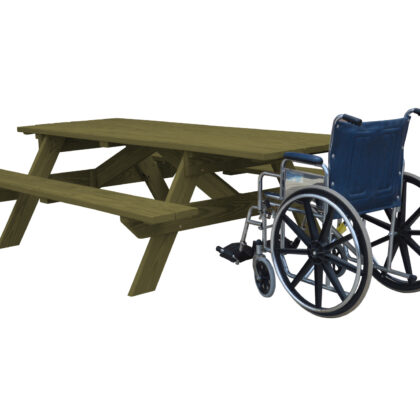 94" Green Solid Wood Outdoor Picnic Table