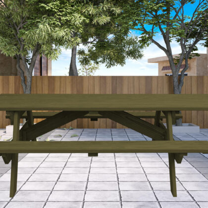 94" Green Solid Wood Outdoor Picnic Table