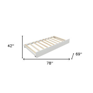 White Wood Twin Canopy Bed Frame with Trundle