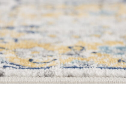 8' Blue and Gray Round Floral Washable Non Skid Area Rug