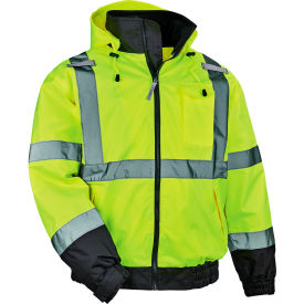 Ergodyne® GloWear® 8379 Hi-Vis 3-in-1 Winter Bomber Jacket Small Lime