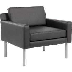 Boss Office Products® Lounge Chair 32-1/2""W x 30-1/2""D x 31""H Silver Frame/Black Seat