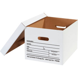 Global Industrial™ Auto-Lock Bottom File Storage Boxes 15""L x 12""W x 10""H White