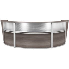 Regency Marque Plexi Triple Unit Reception Workstation 143-1/2""W x 71""D x 45-1/2""H Driftwood Gray